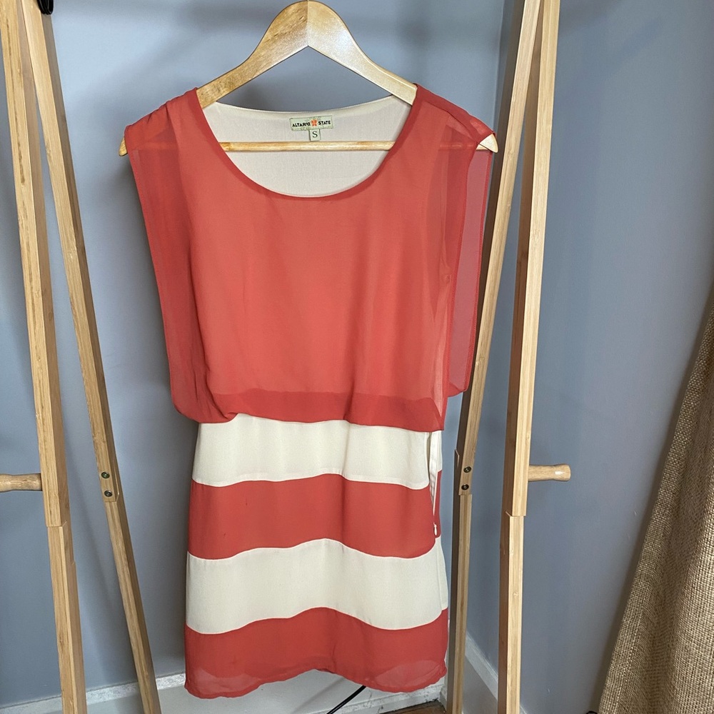 Altar’d State Coral and Cream Dress